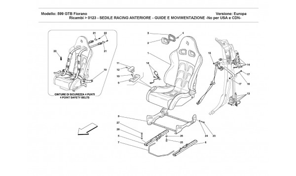 FRONT RACING SEAT - GUIDE AND MOVEMENT -Not for USA and CDN-