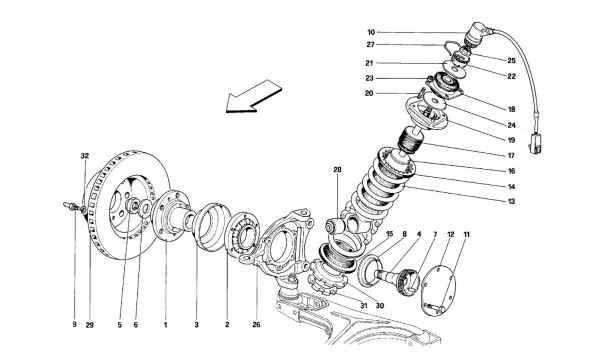 Front susp. - Shock absorber and brake disc