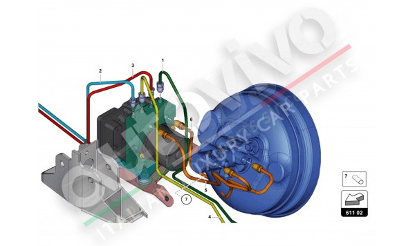 611.02.00 brake servo, pipes and vacuum system