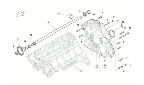 008 timing chain cover - propeller shaft