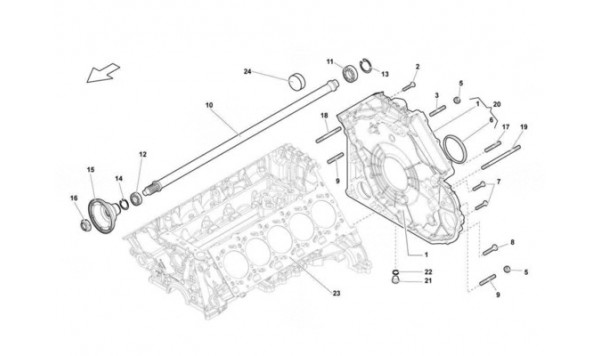 004 timing chain cover - propeller shaft